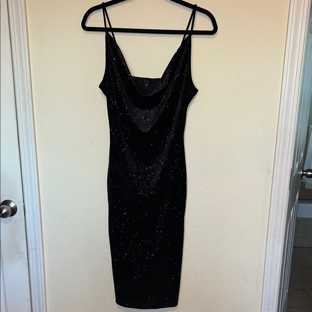 Iris Black Sparkle Midi Dress